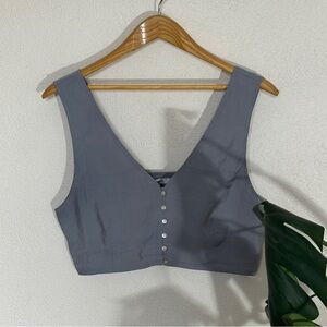 Madewell Gray V-Neck Button-Front Crop Camisole